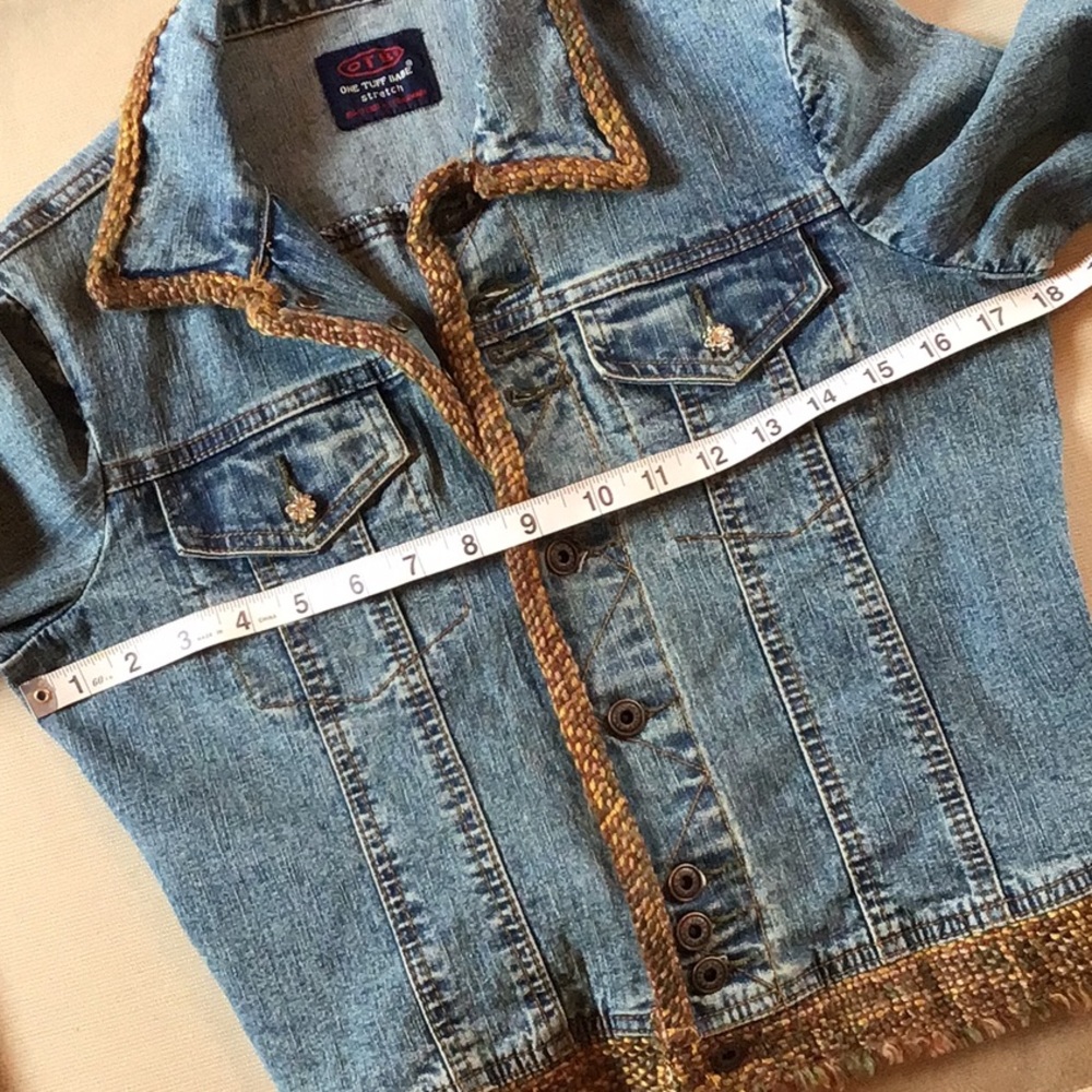 CRYSTAL POCKET BUTTONS JEAN JACKET WITH TWEED DETAILING - Picture 5 of 16